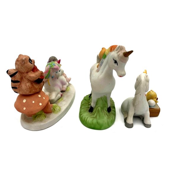 Vintage 1985 Etc Whimsical Unicorn & Woodland Animal Figurine lot of 3 Ceramic - Picture 4 of 7